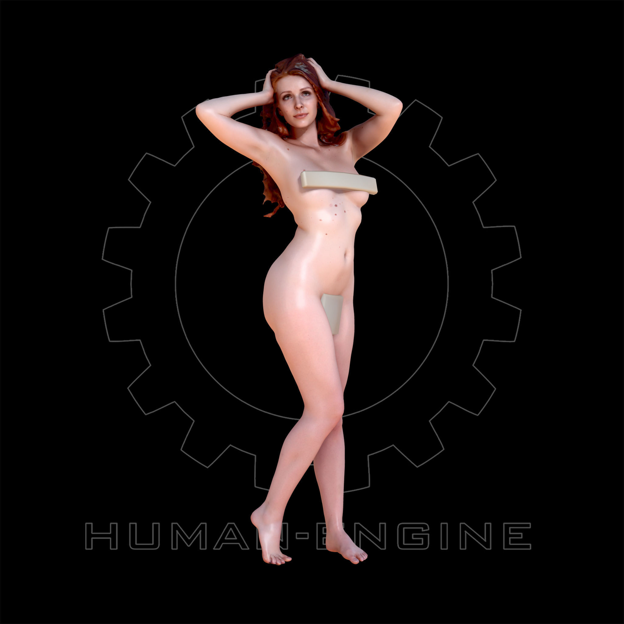 6 Nude Female Model Poses Anatomical Reference Bundle 005 Low-poly 3D model_10