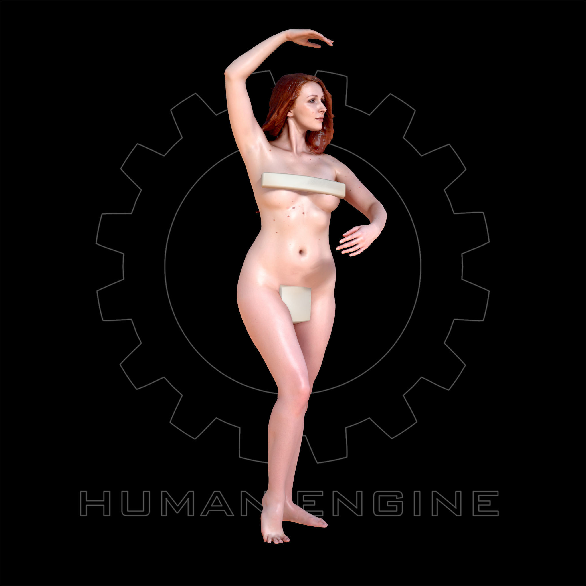 6 Nude Female Model Poses Anatomical Reference Bundle 005 Low-poly 3D model_24