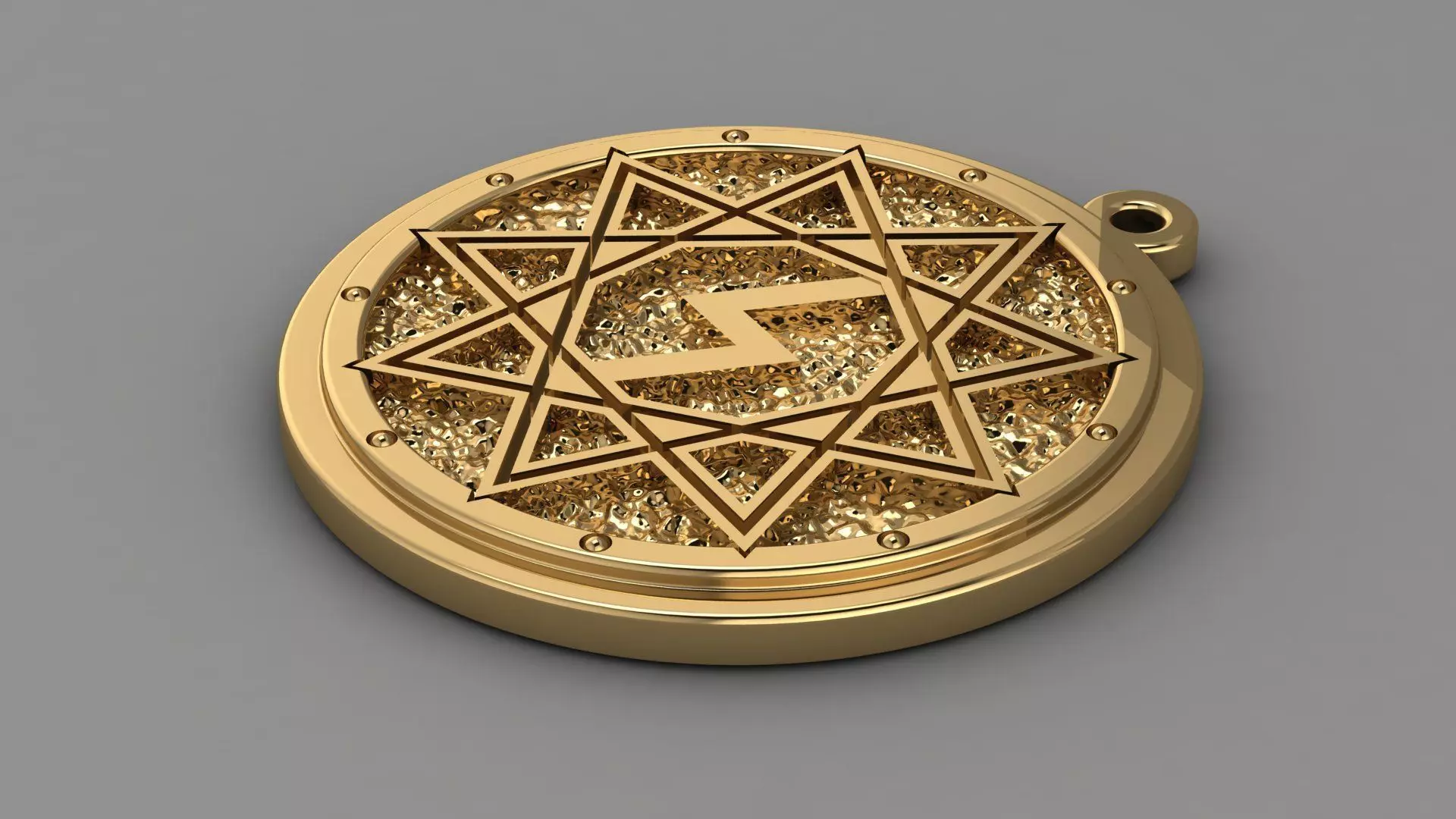 Nine pointed star amulet 3D print model_0