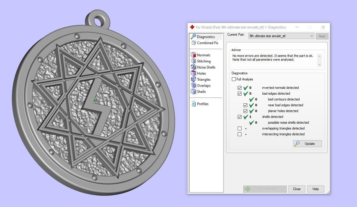 Nine pointed star amulet 3D print model_4