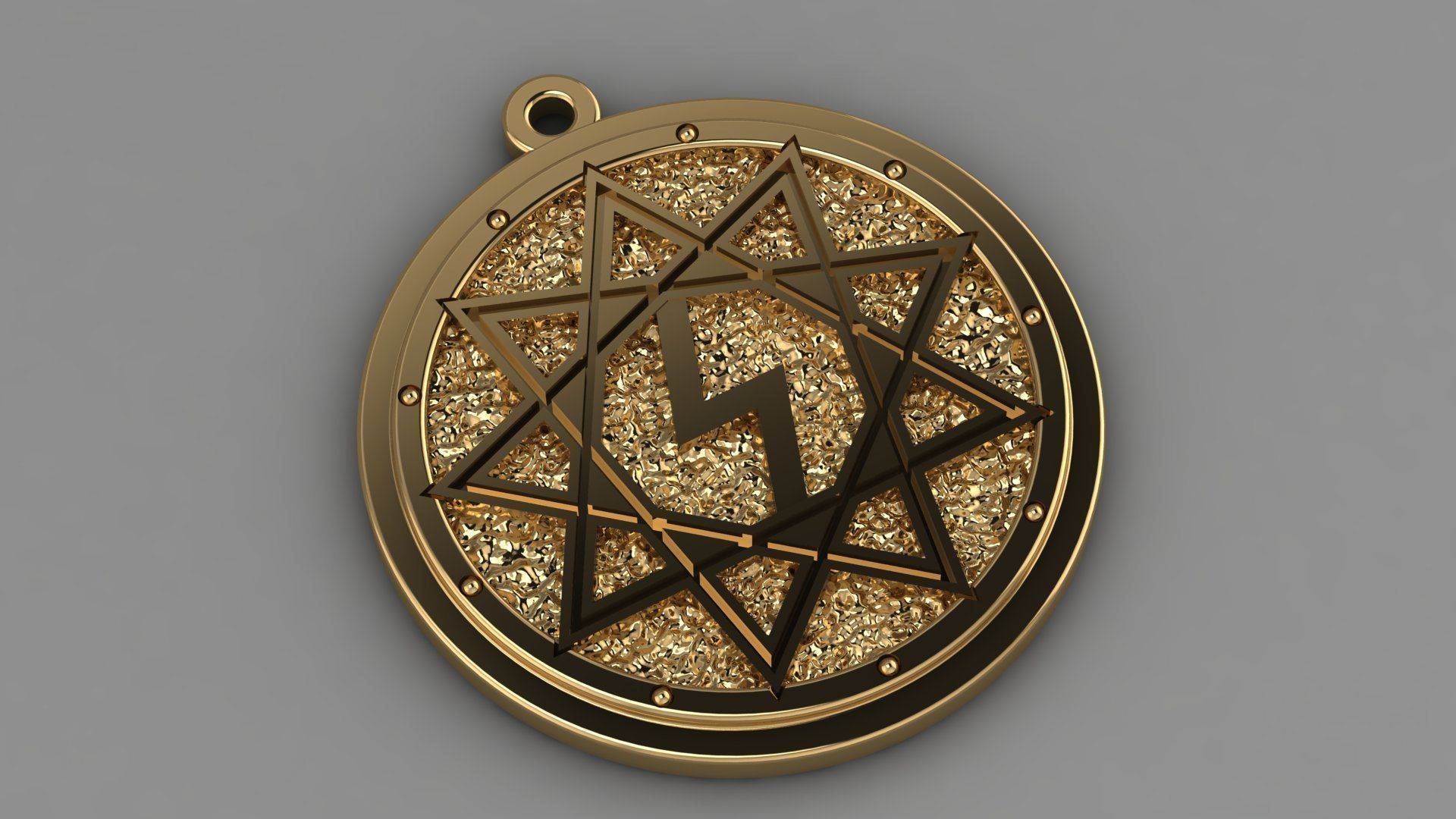 Nine pointed star amulet 3D print model_1
