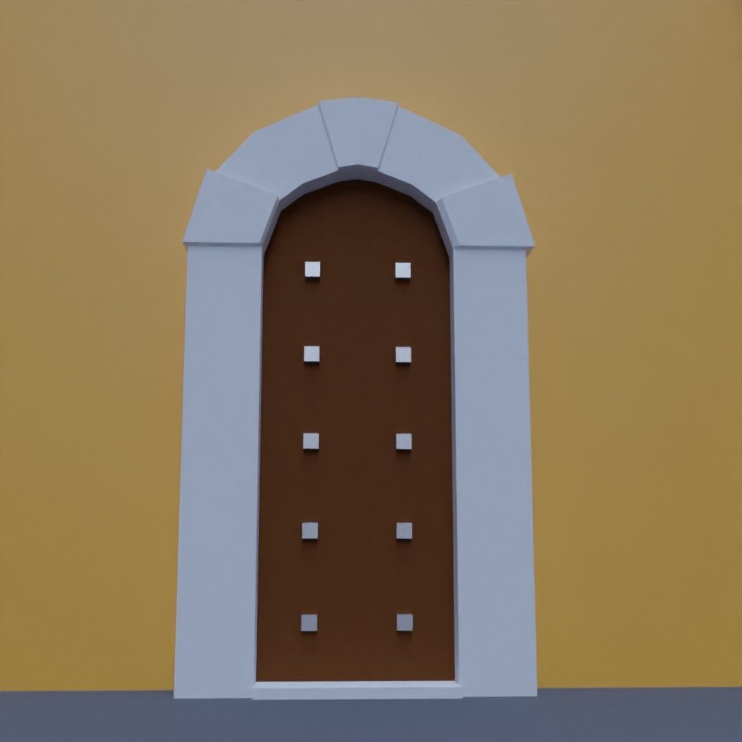 Low poly door 1 Cartagena Low-poly 3D model_1