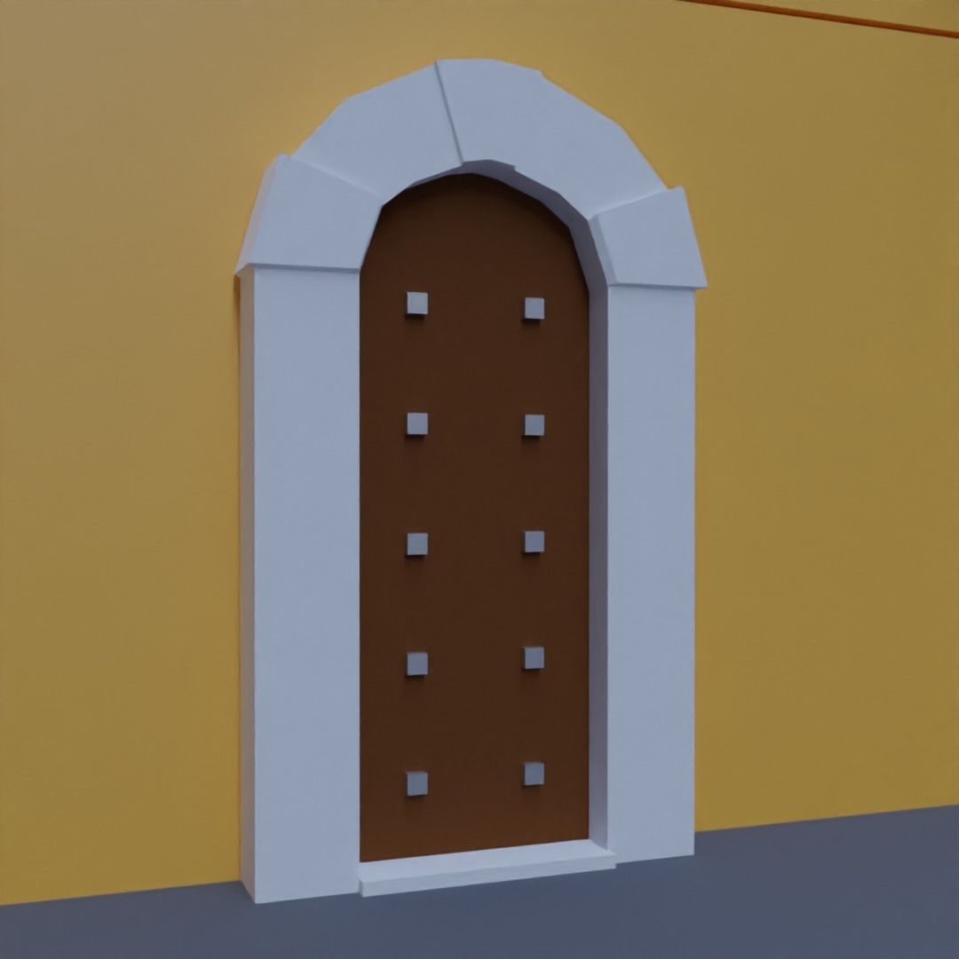 Low poly door 1 Cartagena Low-poly 3D model_2