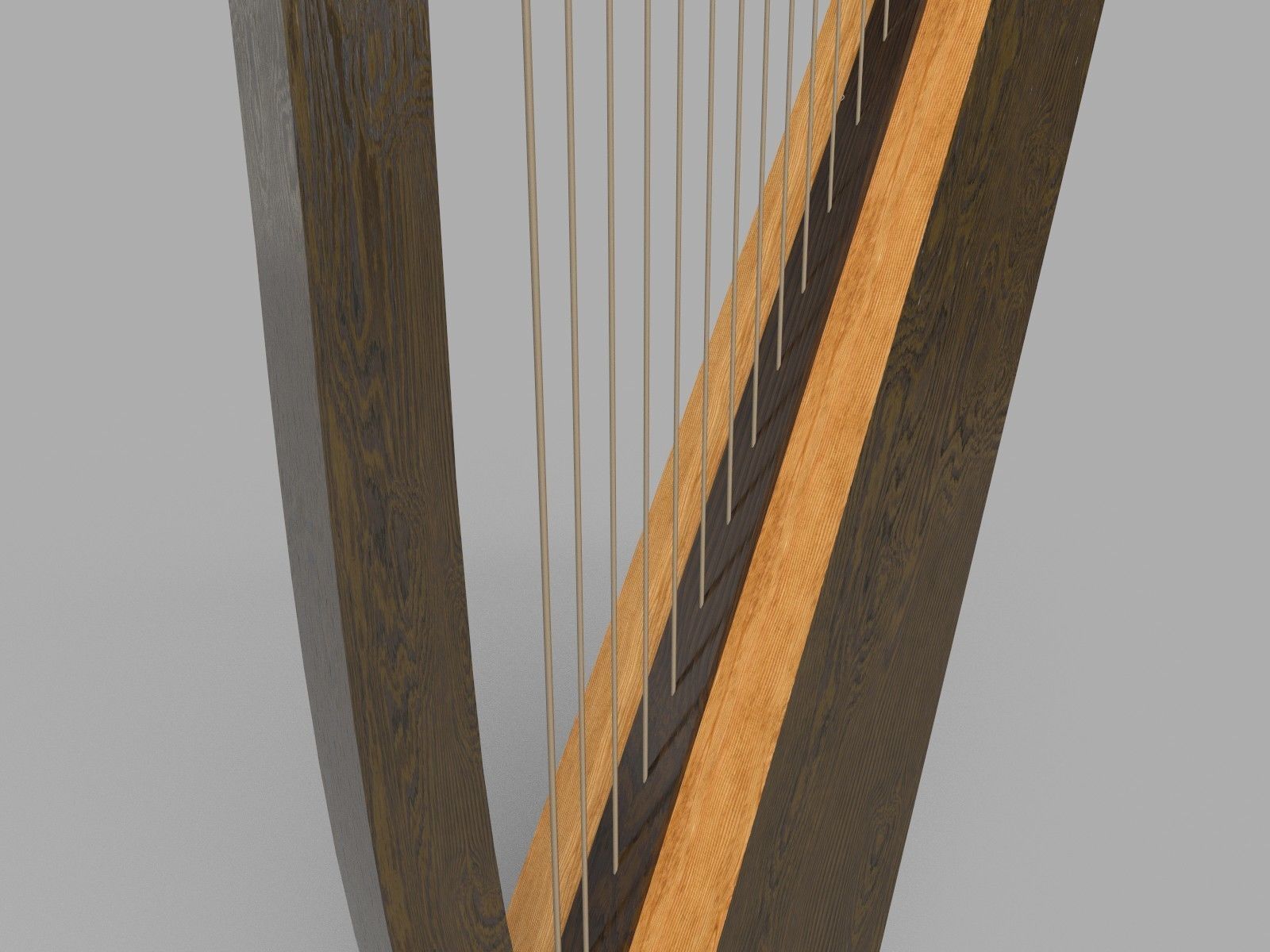 Medieval Harp Low-poly 3D model_3