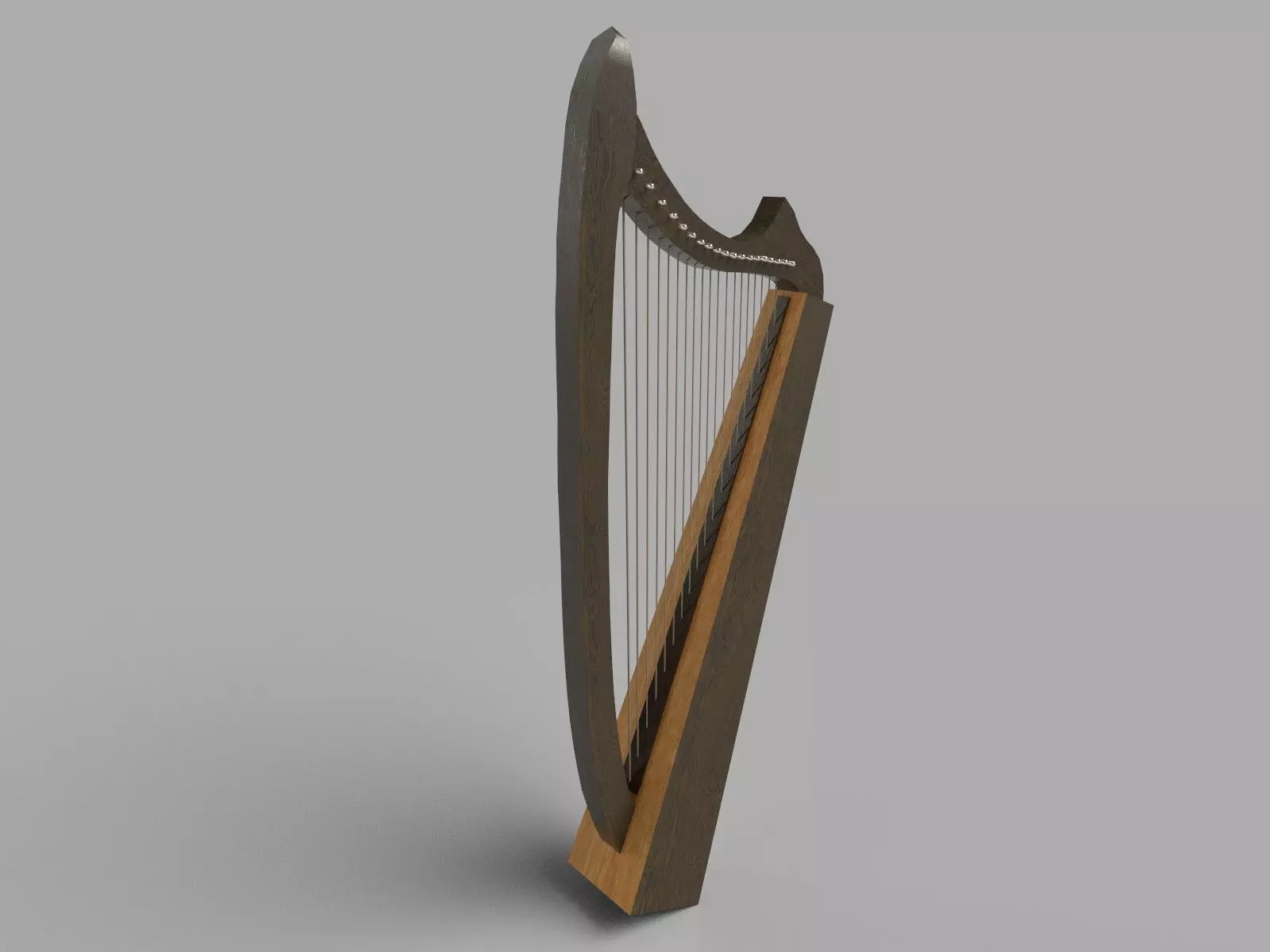 Medieval Harp Low-poly 3D model_0