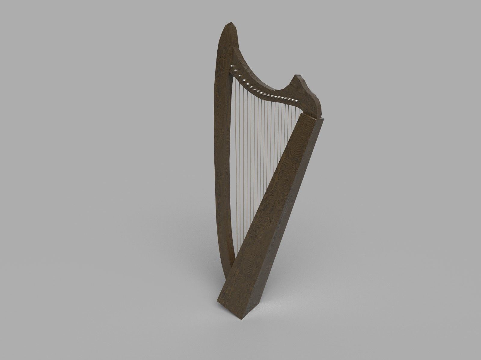 Medieval Harp Low-poly 3D model_1
