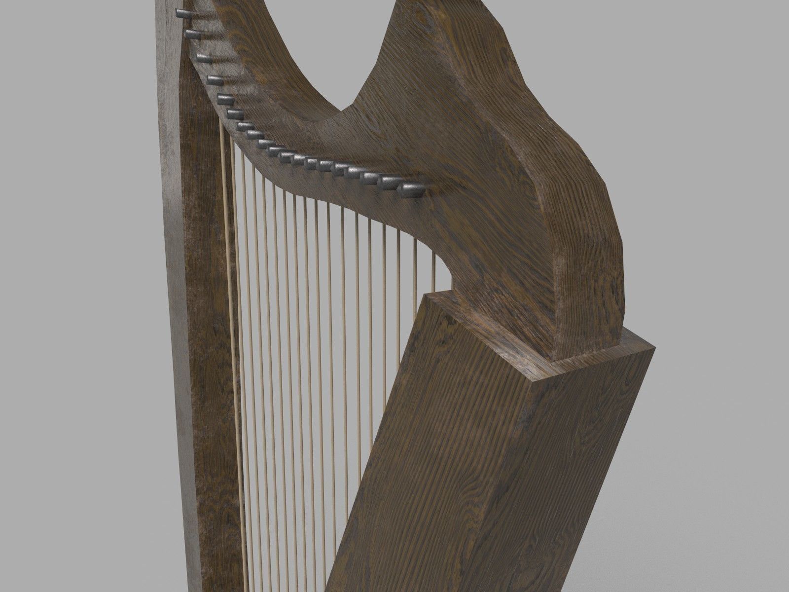 Medieval Harp Low-poly 3D model_8