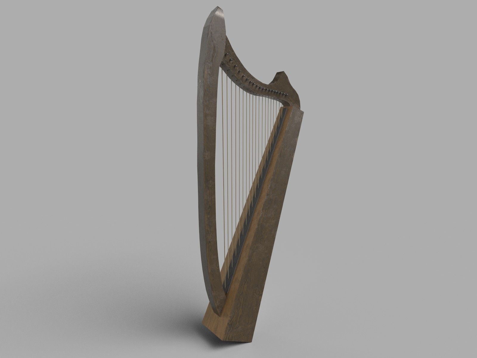 Medieval Harp Low-poly 3D model_6