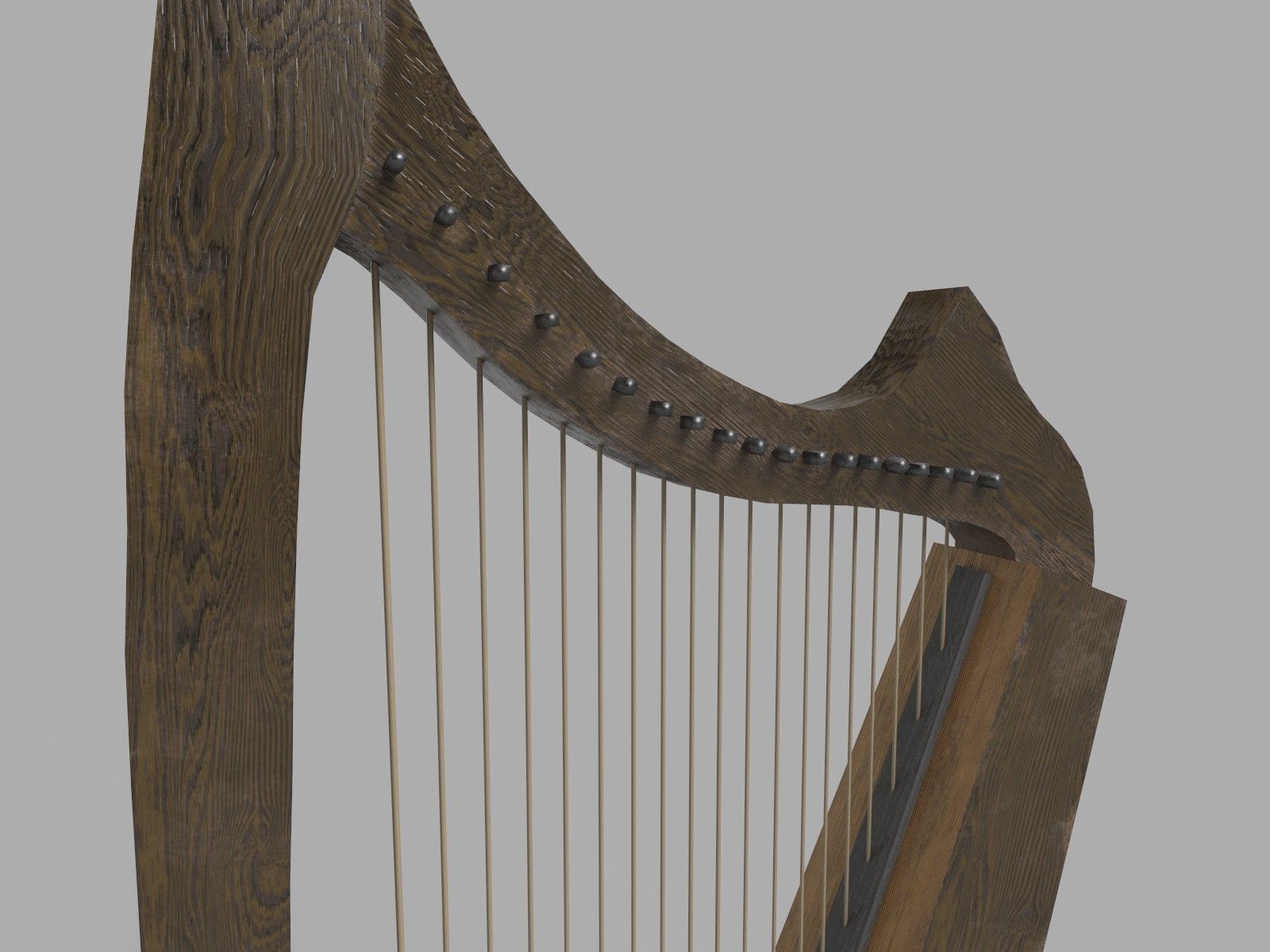 Medieval Harp Low-poly 3D model_7