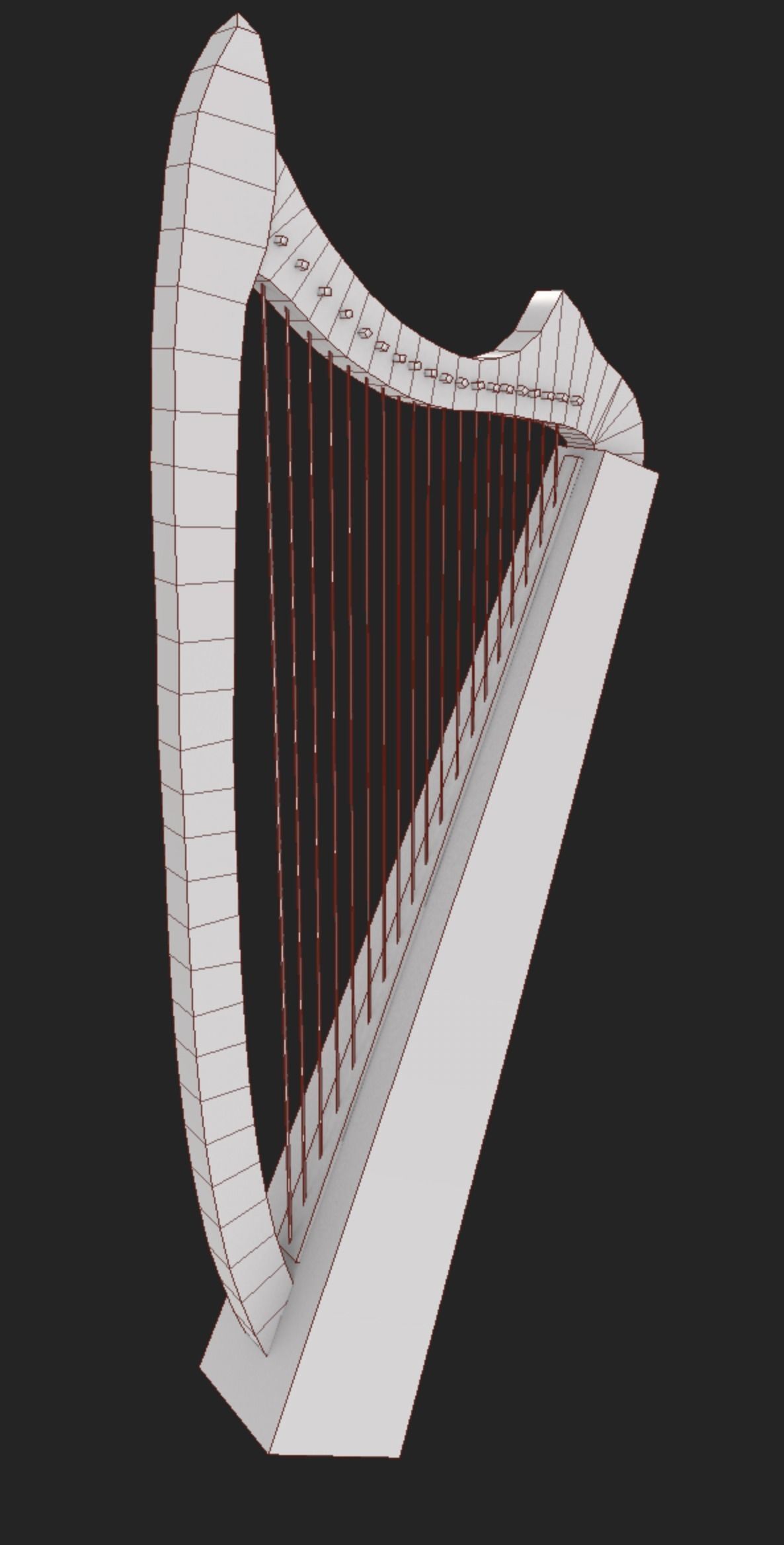 Medieval Harp Low-poly 3D model_5