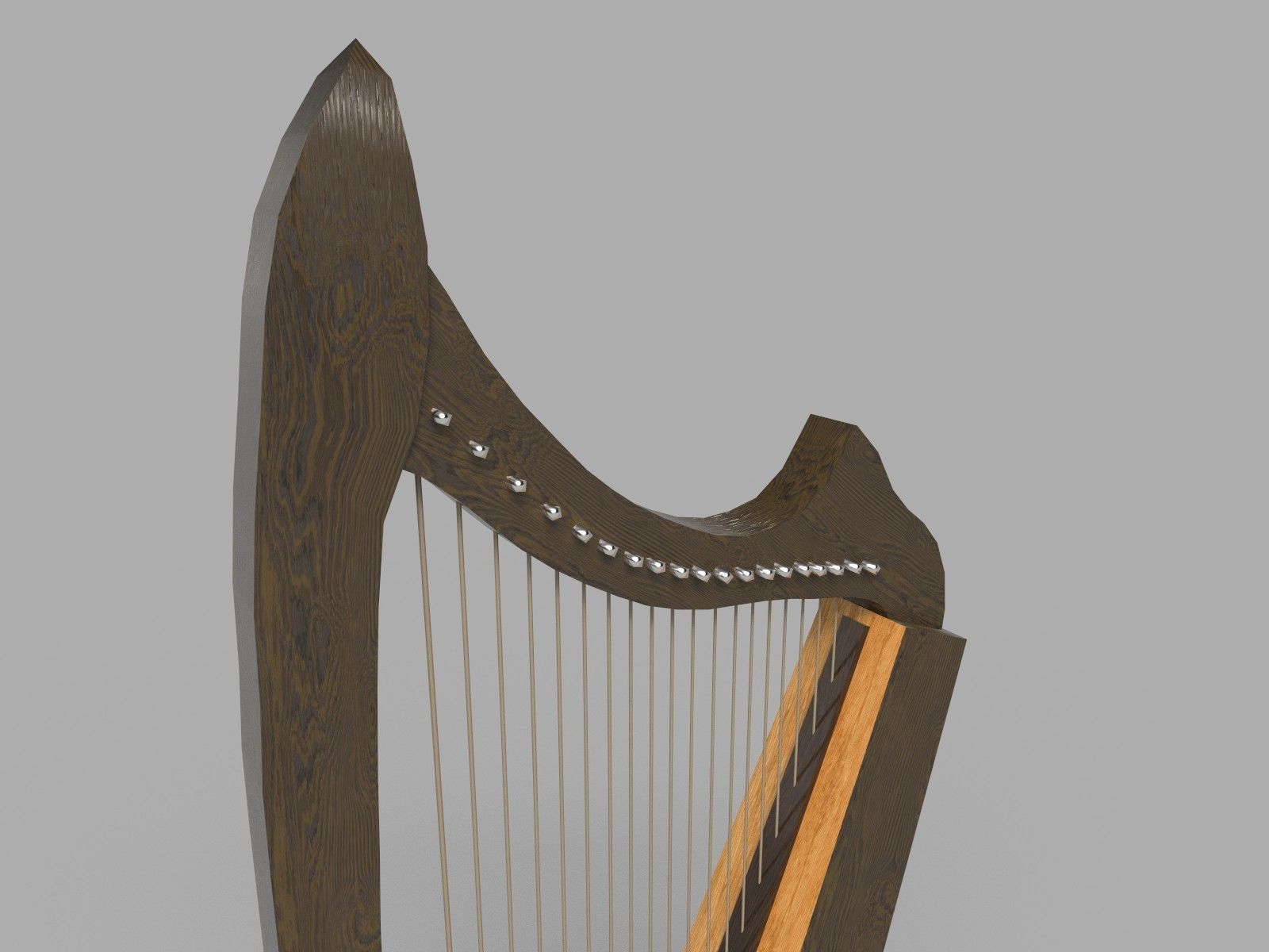 Medieval Harp Low-poly 3D model_2