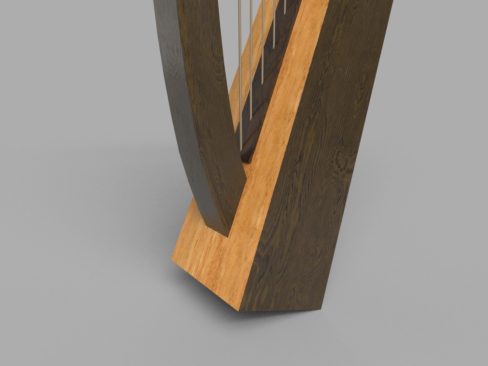Medieval Harp Low-poly 3D model_4