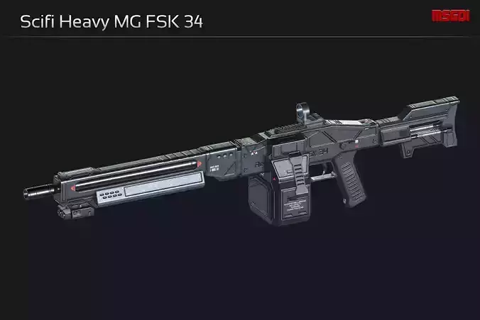 Scifi Heavy MG FSK 34 Low-poly 3D model