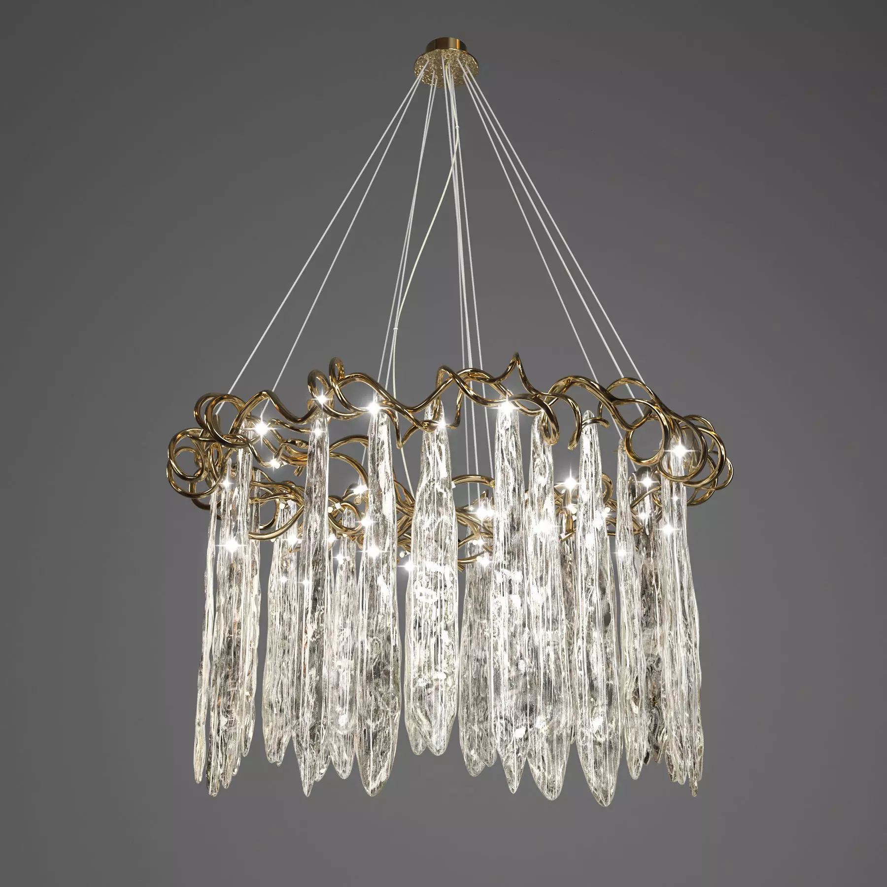 ceilinglight01 glass chandelier with crystals hanging from it 3D model