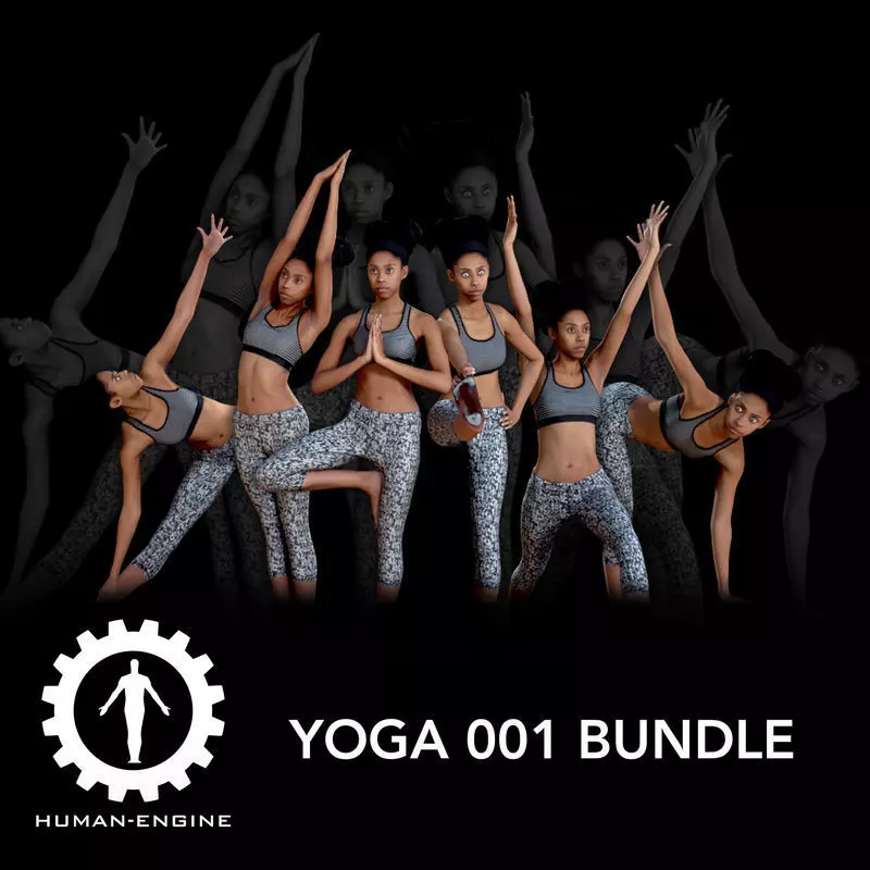 Various Yoga Female Poses with Mat 001 Bundle Low-poly 3D model