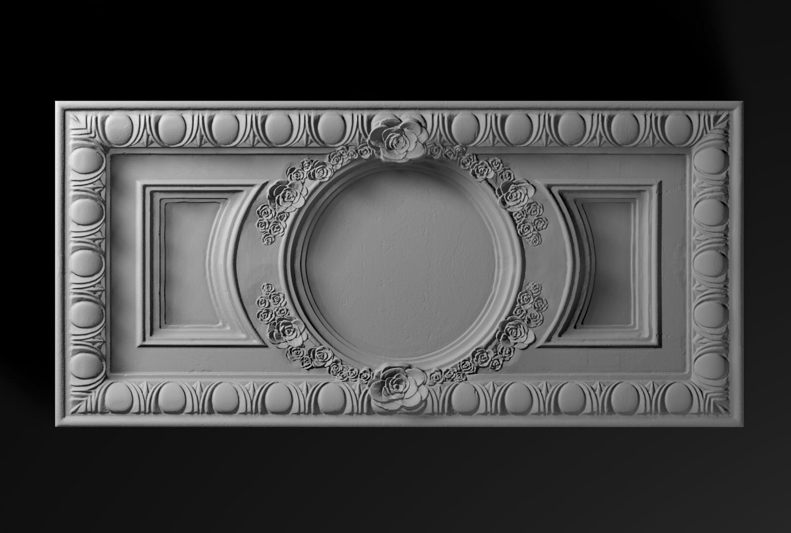 Decorative rose relief 3D model_1