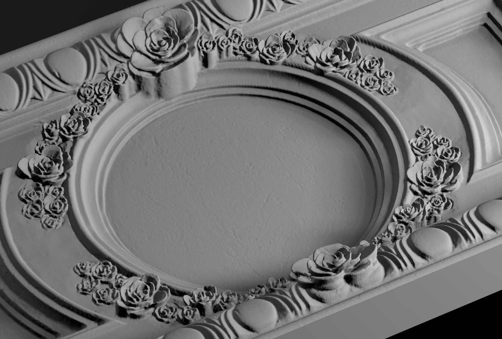 Decorative rose relief 3D model_4