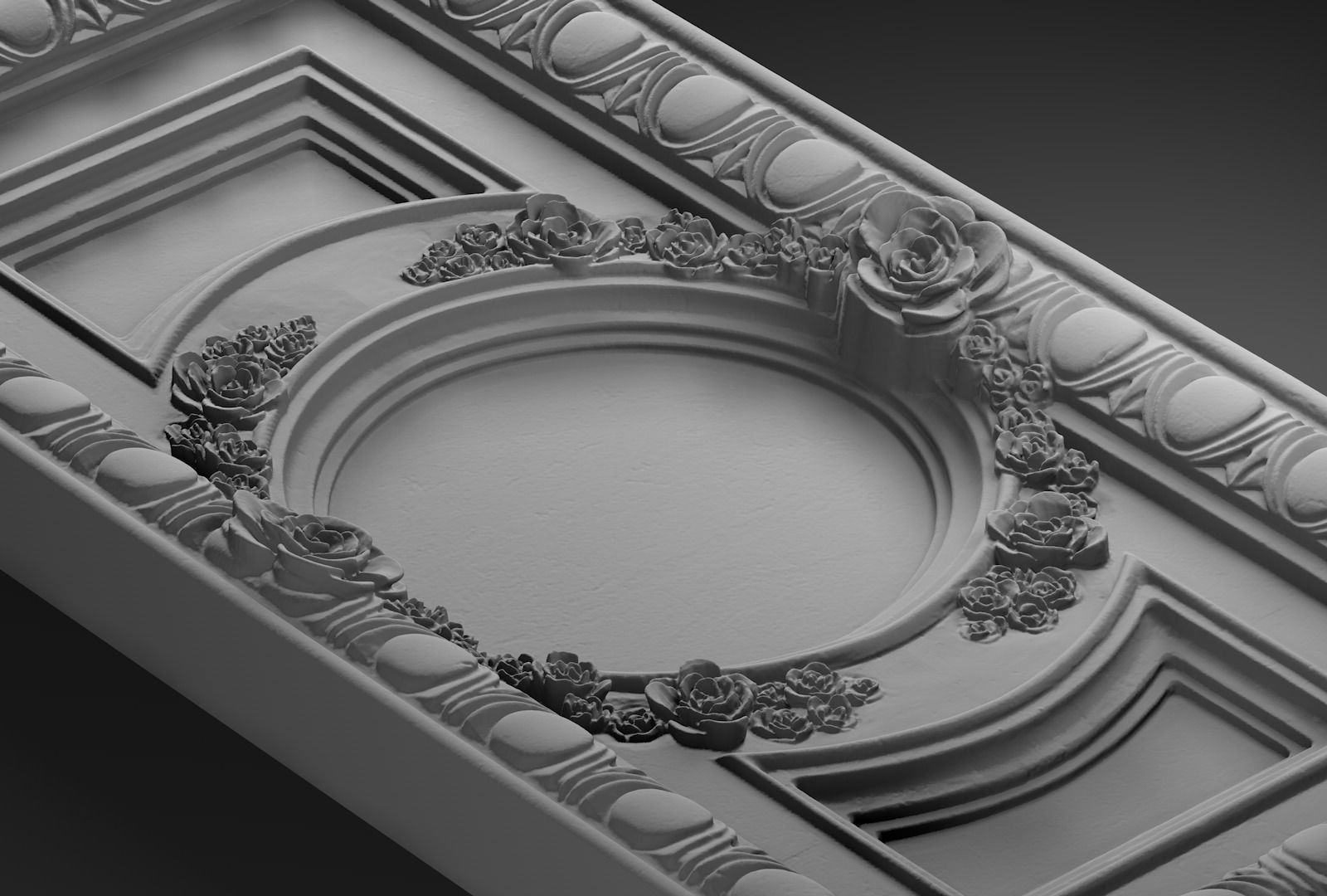 Decorative rose relief 3D model_3