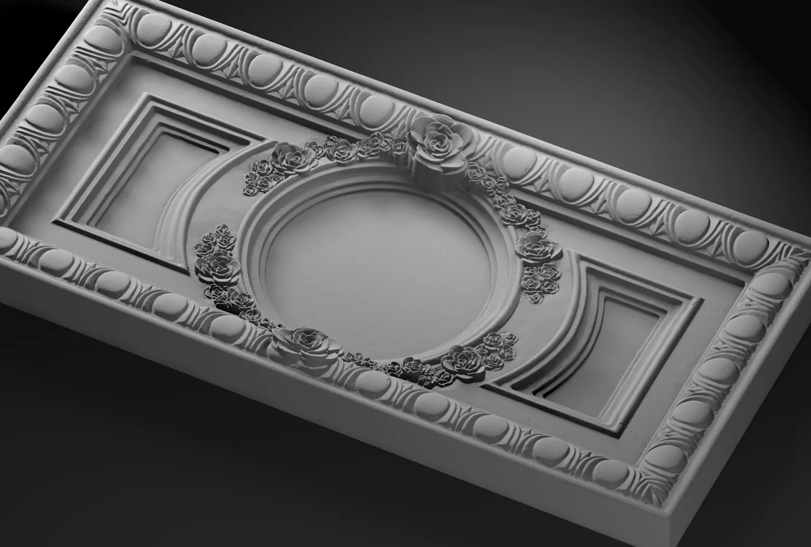 Decorative rose relief 3D model_0