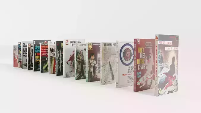 Vintage Paperback Crime Noir Books Low-poly 3D model