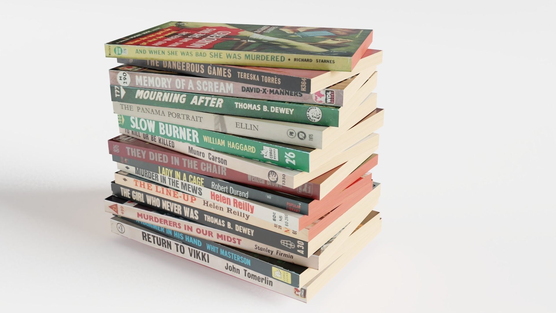 Vintage Paperback Crime Noir Books Low-poly 3D model_3