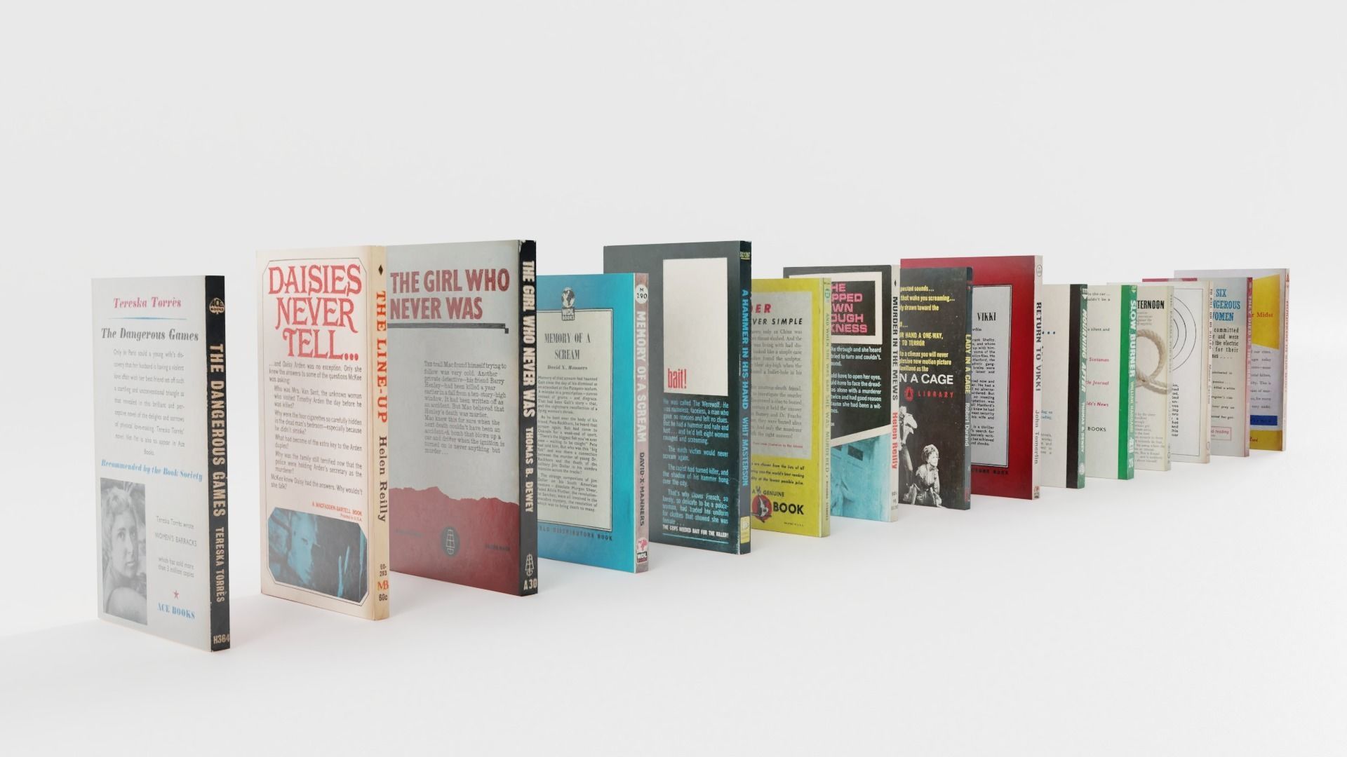 Vintage Paperback Crime Noir Books Low-poly 3D model_1