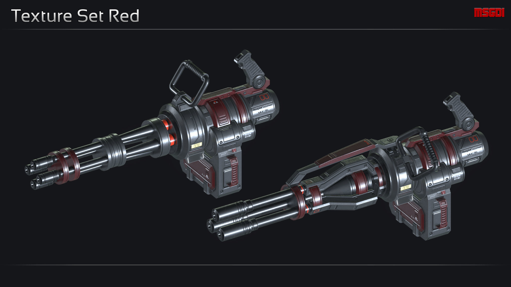 Scifi Minigun MLK 76 Low-poly 3D model_11