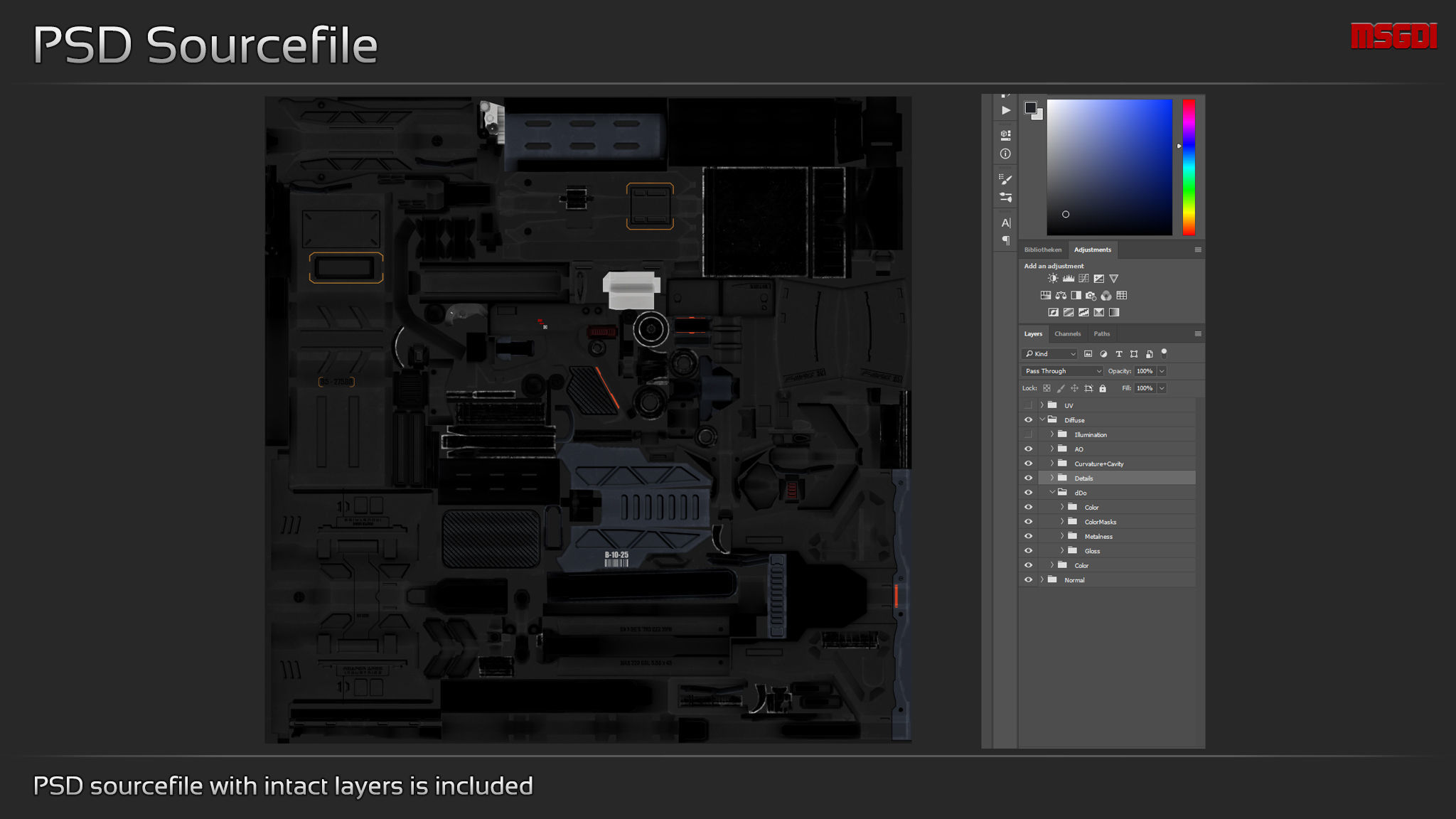 Scifi Minigun MLK 76 Low-poly 3D model_7