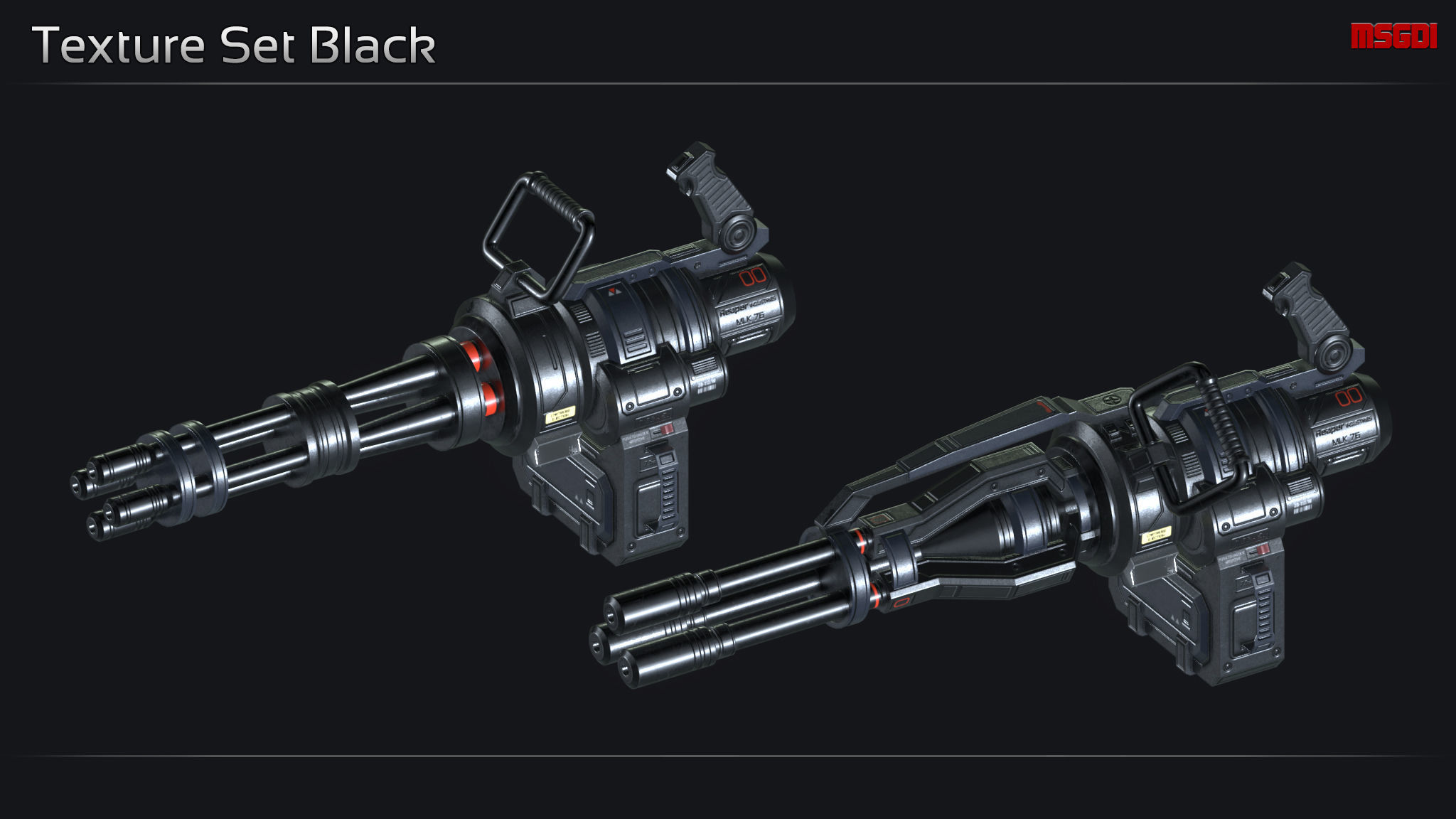 Scifi Minigun MLK 76 Low-poly 3D model_8