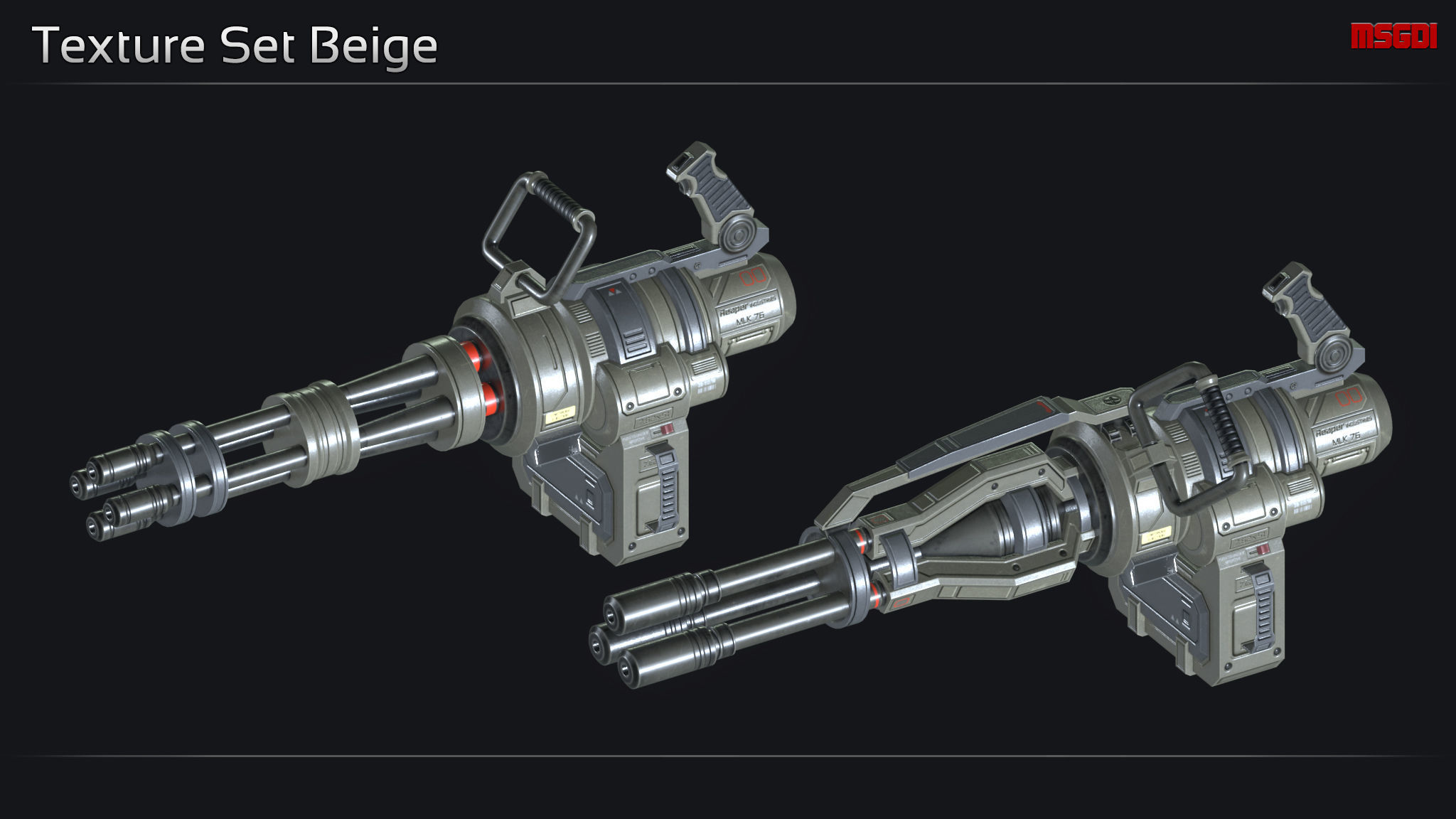 Scifi Minigun MLK 76 Low-poly 3D model_9