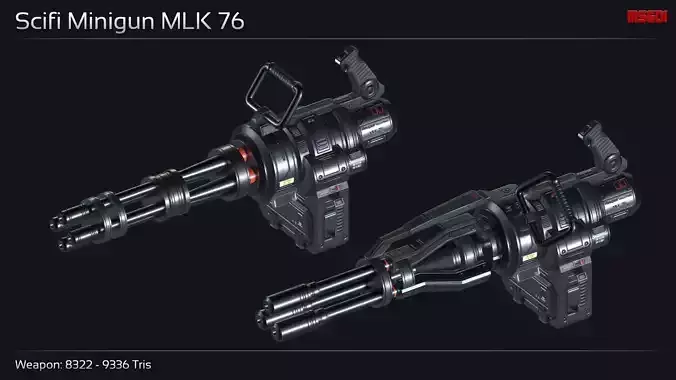 Scifi Minigun MLK 76 Low-poly 3D model