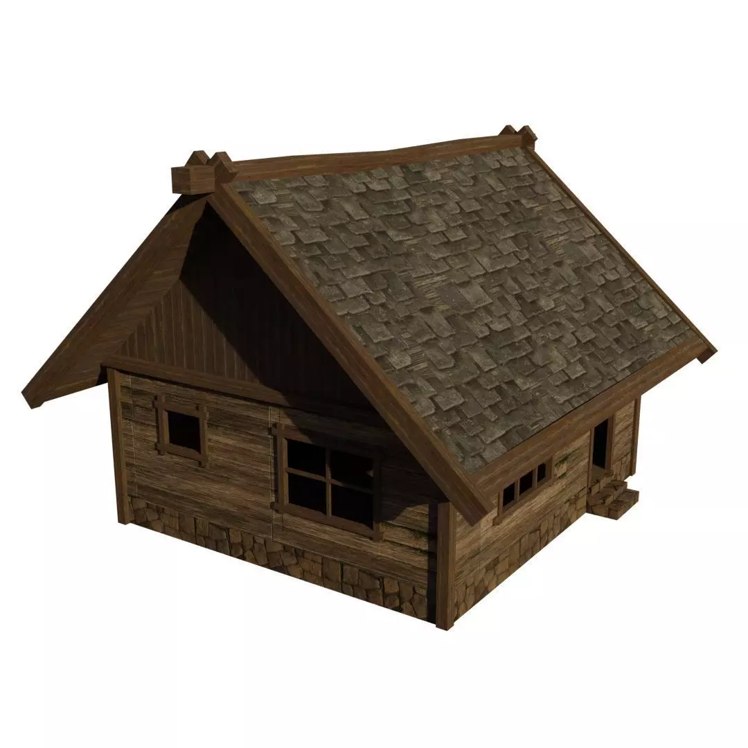 Wood house Low Poly Free low-poly 3D model