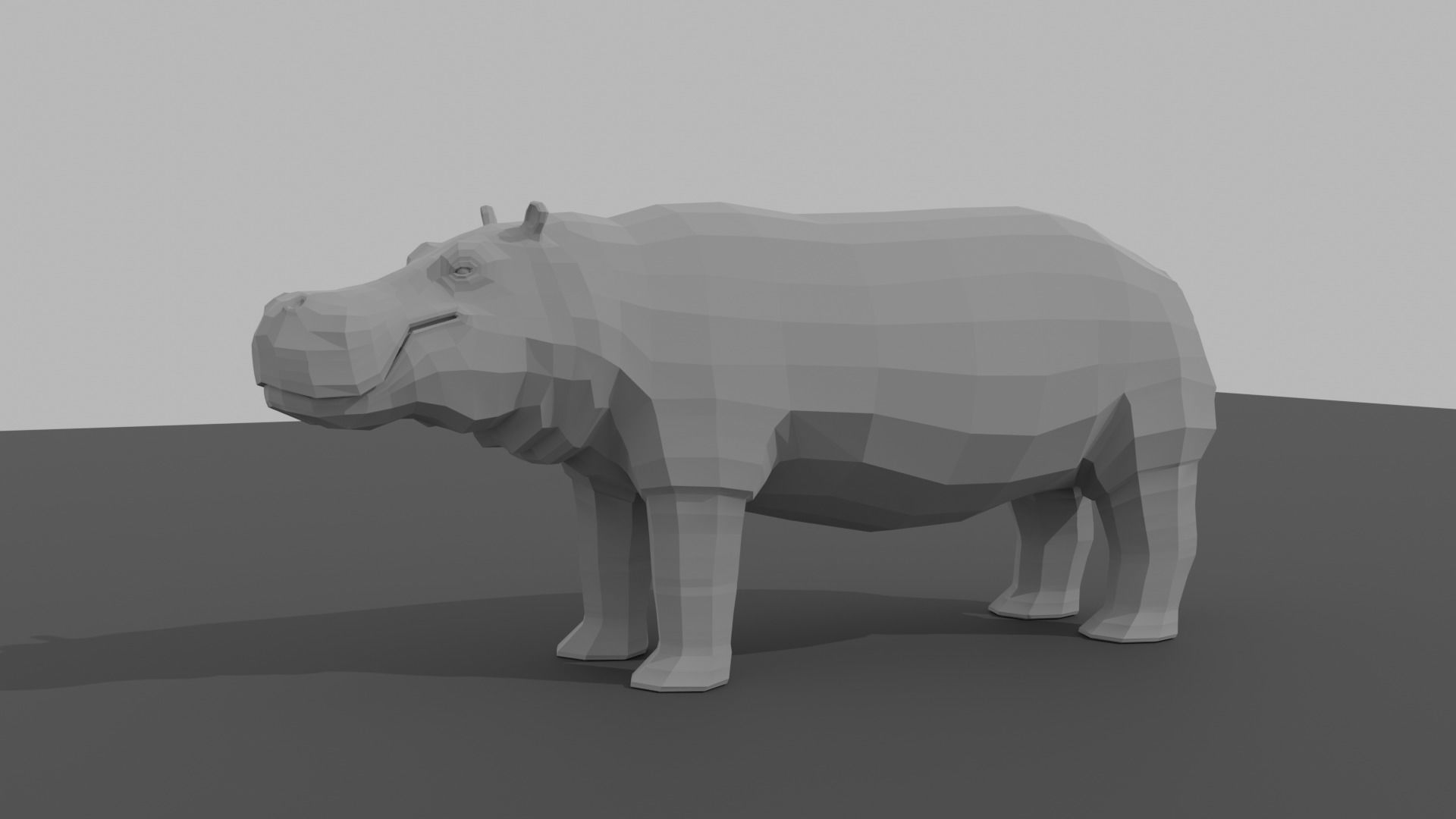 Hippo hippopotamus Low-poly 3D model_10