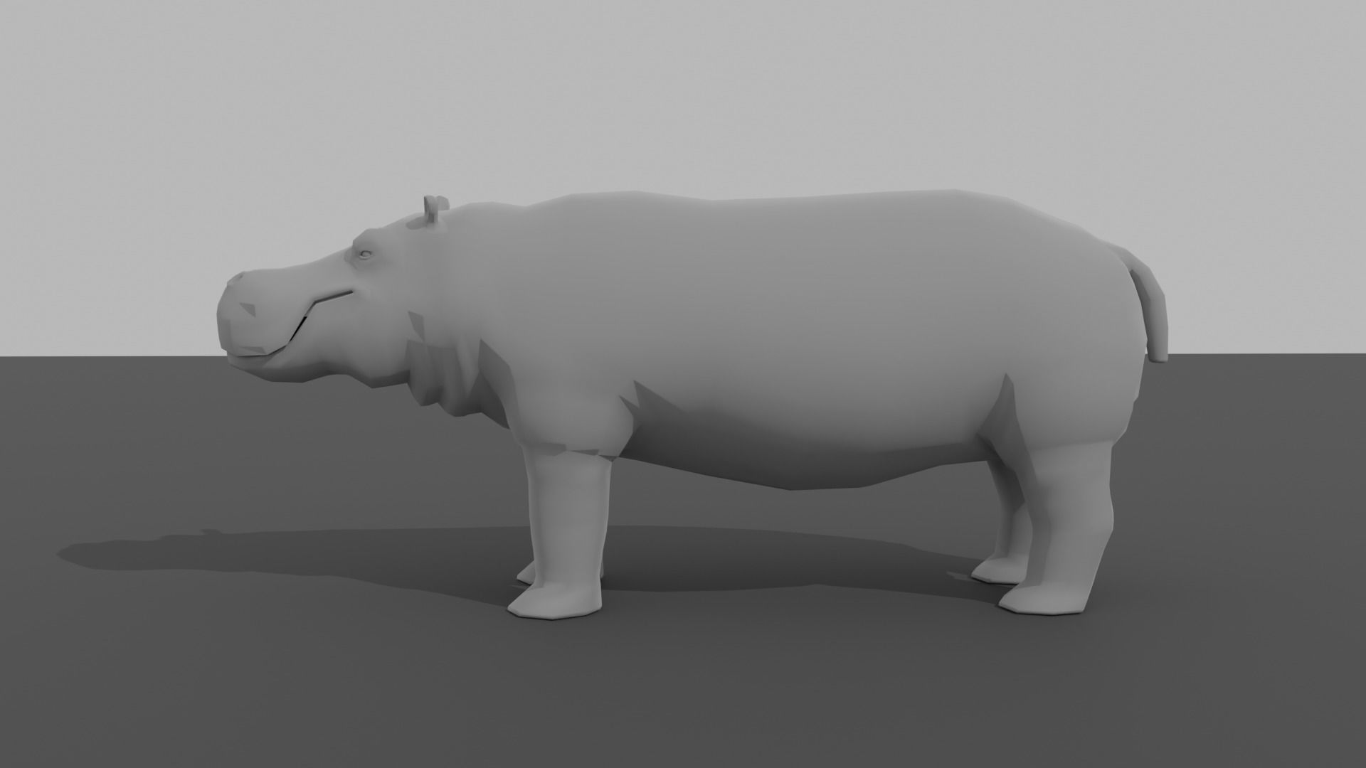 Hippo hippopotamus Low-poly 3D model_8