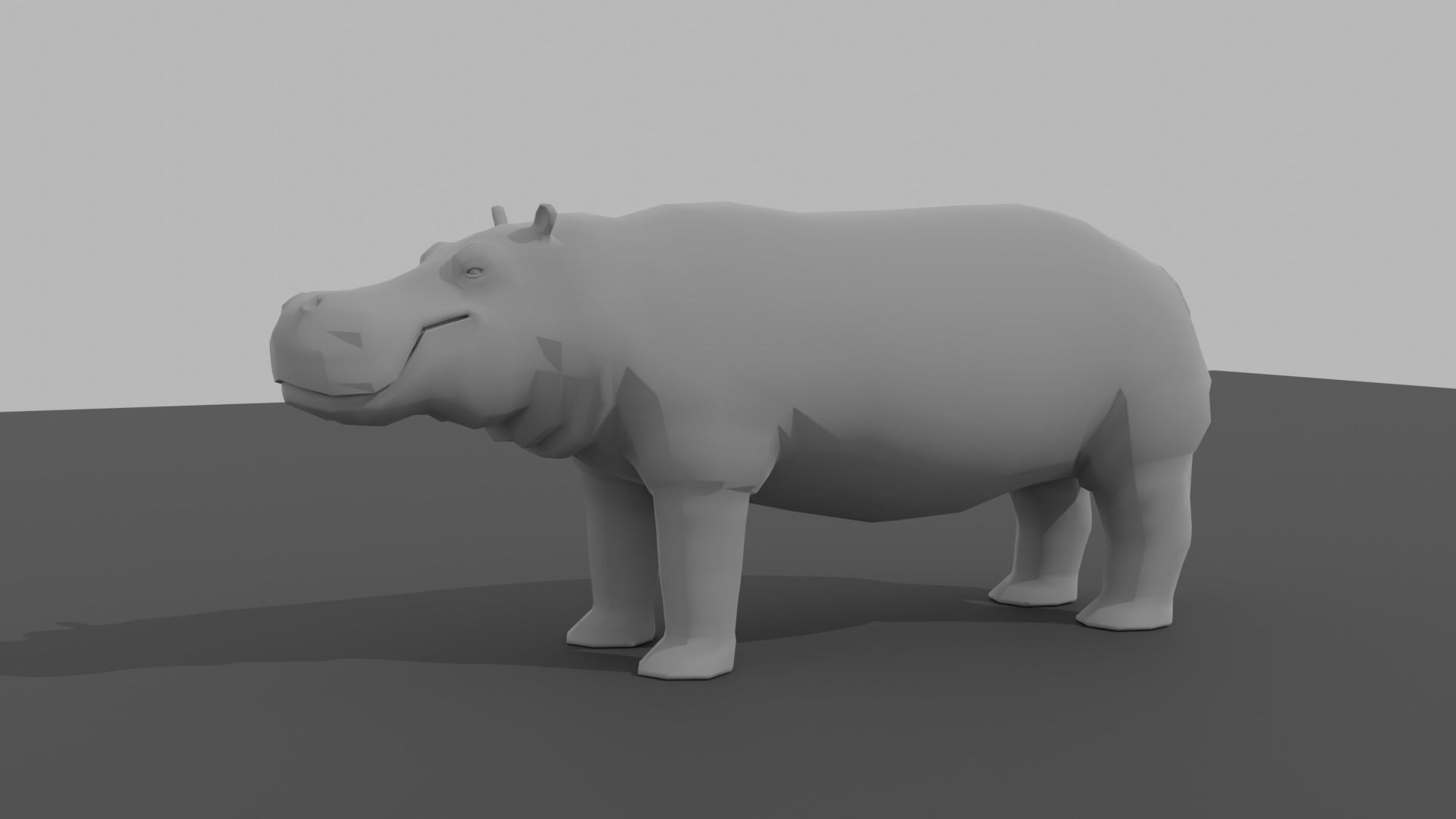 Hippo hippopotamus Low-poly 3D model_6