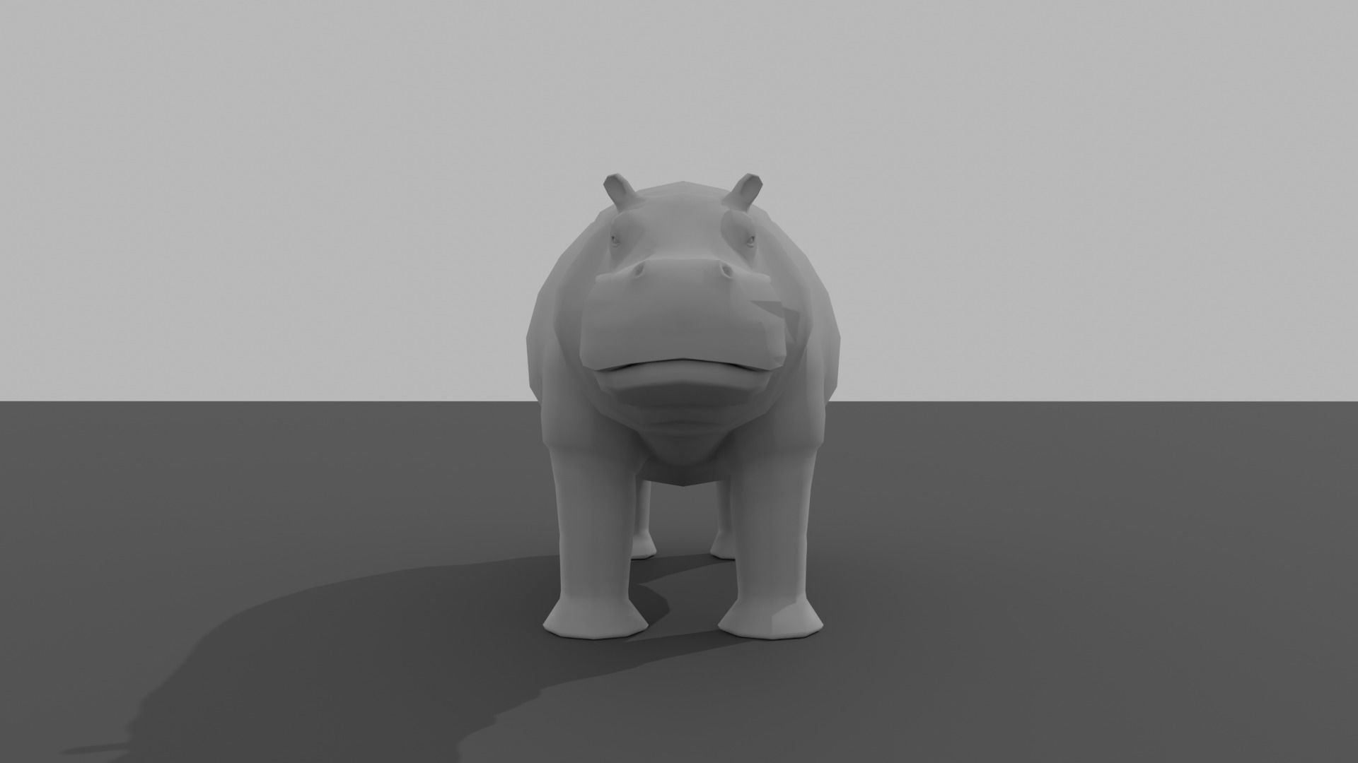 Hippo hippopotamus Low-poly 3D model_7
