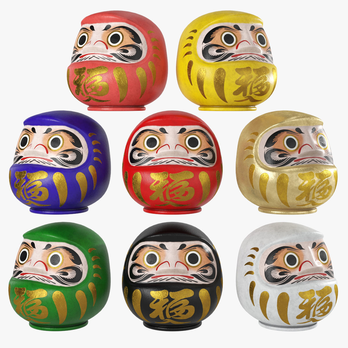 Daruma doll 3D model_0