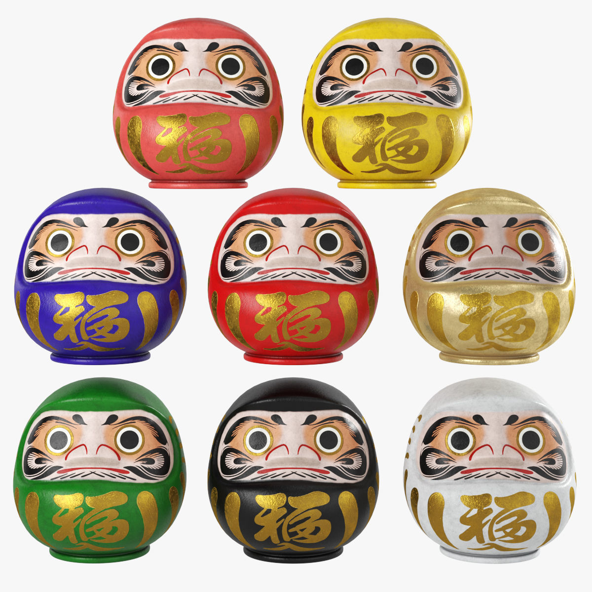Daruma doll 3D model_1
