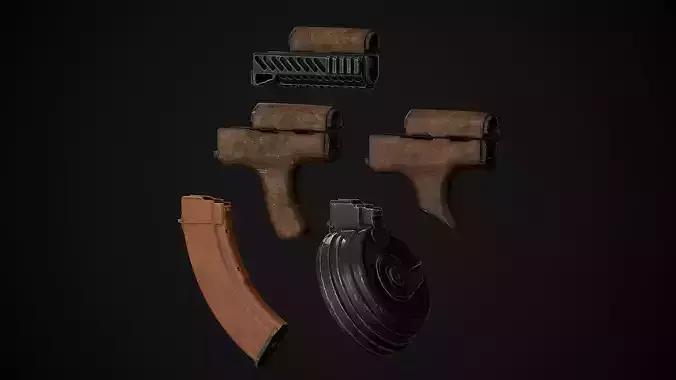 AKM-AK74 Attachments Vol 01 Low-poly 3D model