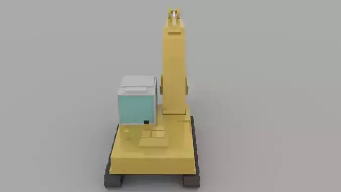 Excavator Low Poly Model construction crane