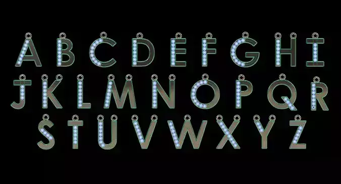 Small Half Diamond Letter Pendants 