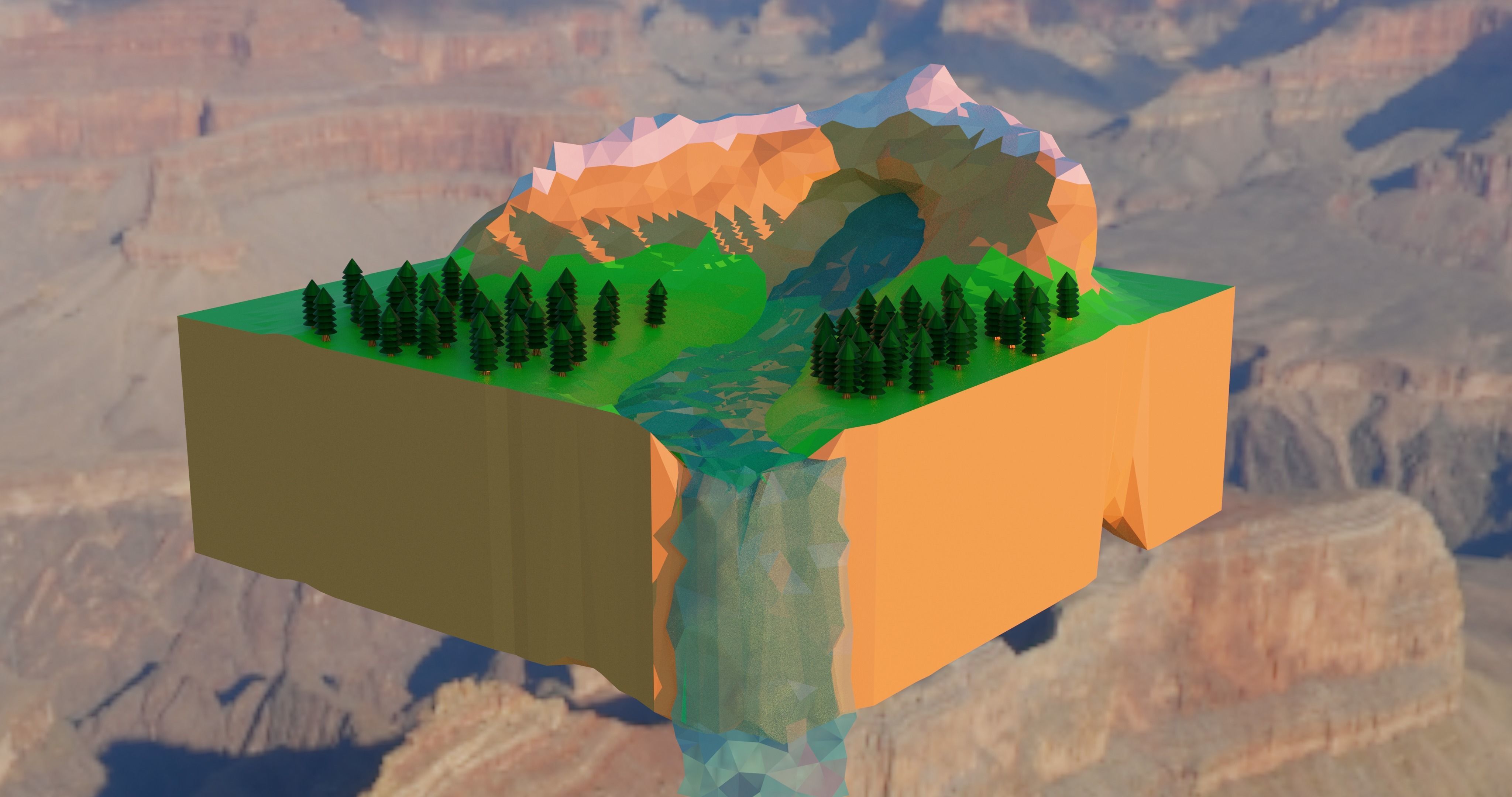 low island  Low-poly 3D model_2