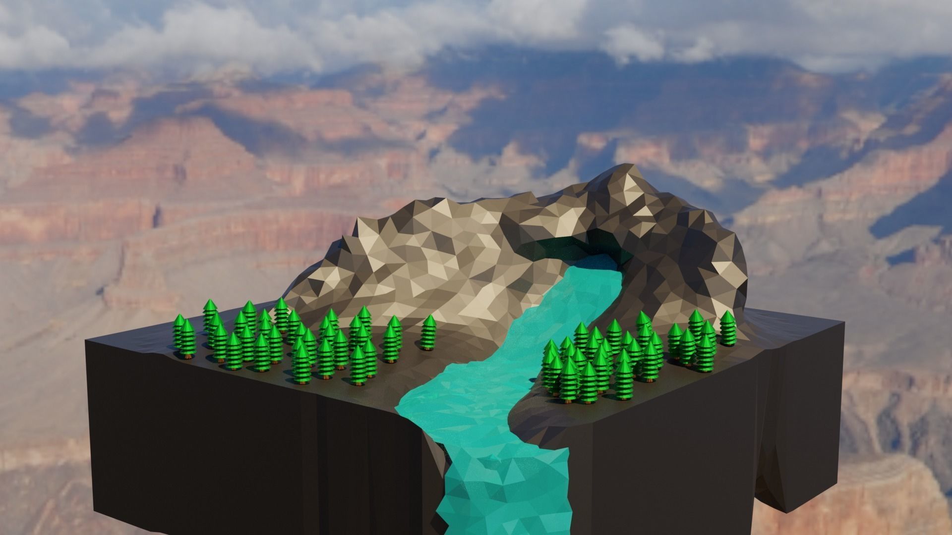 low island  Low-poly 3D model_1