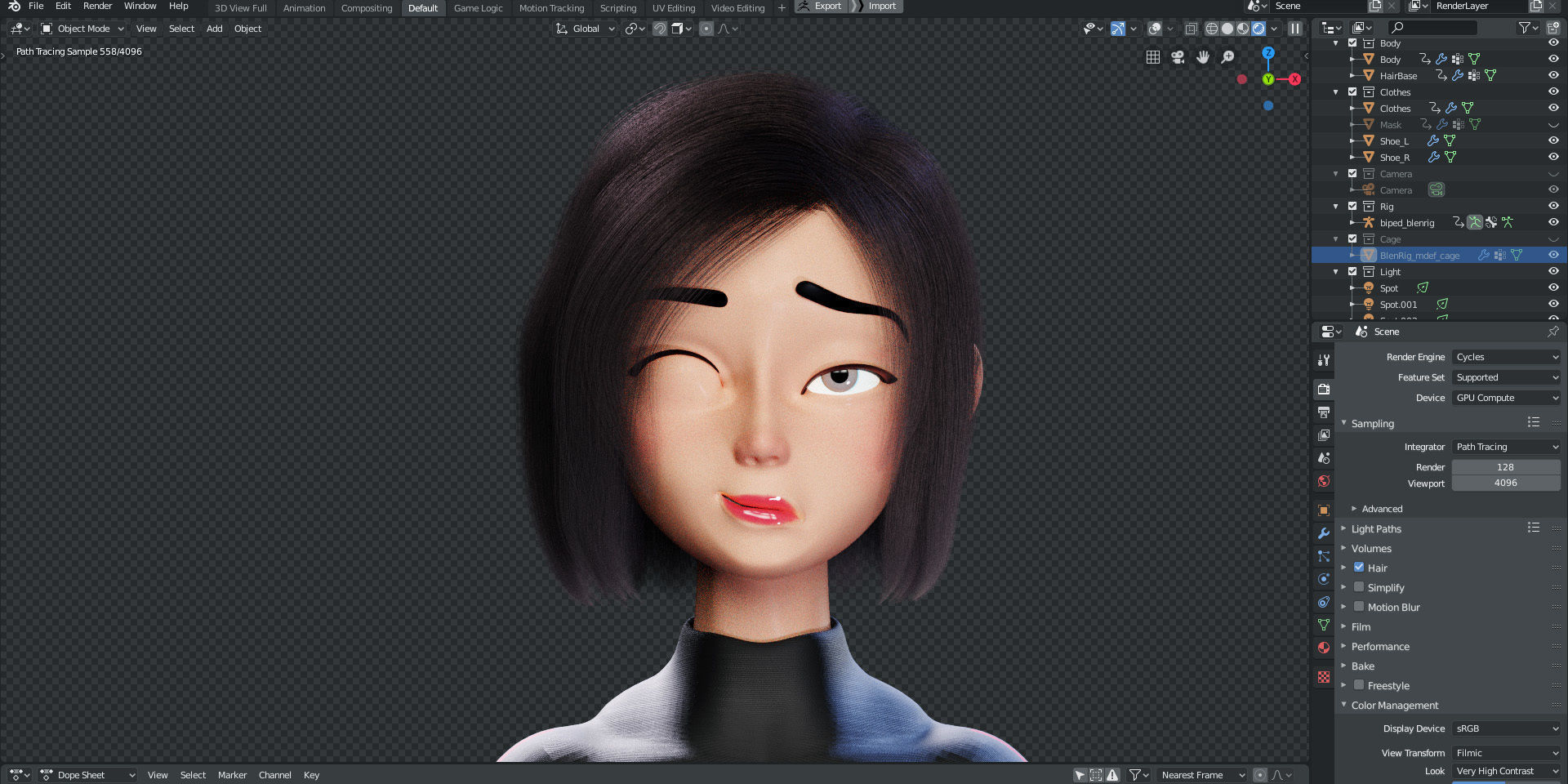 Rigged - Stylized Character Girl - Blender Cycles And Eevee 3D model_4