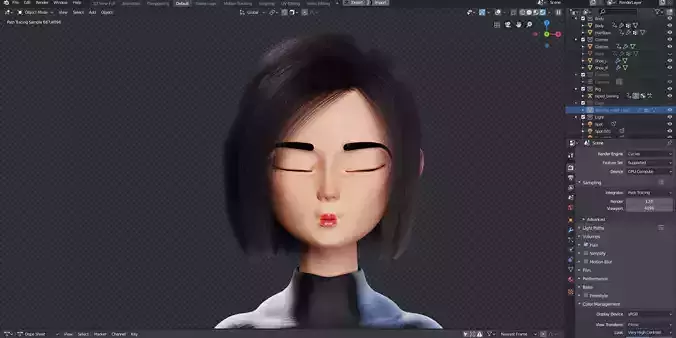 Rigged - Stylized Character Girl - Blender Cycles And Eevee 3D model