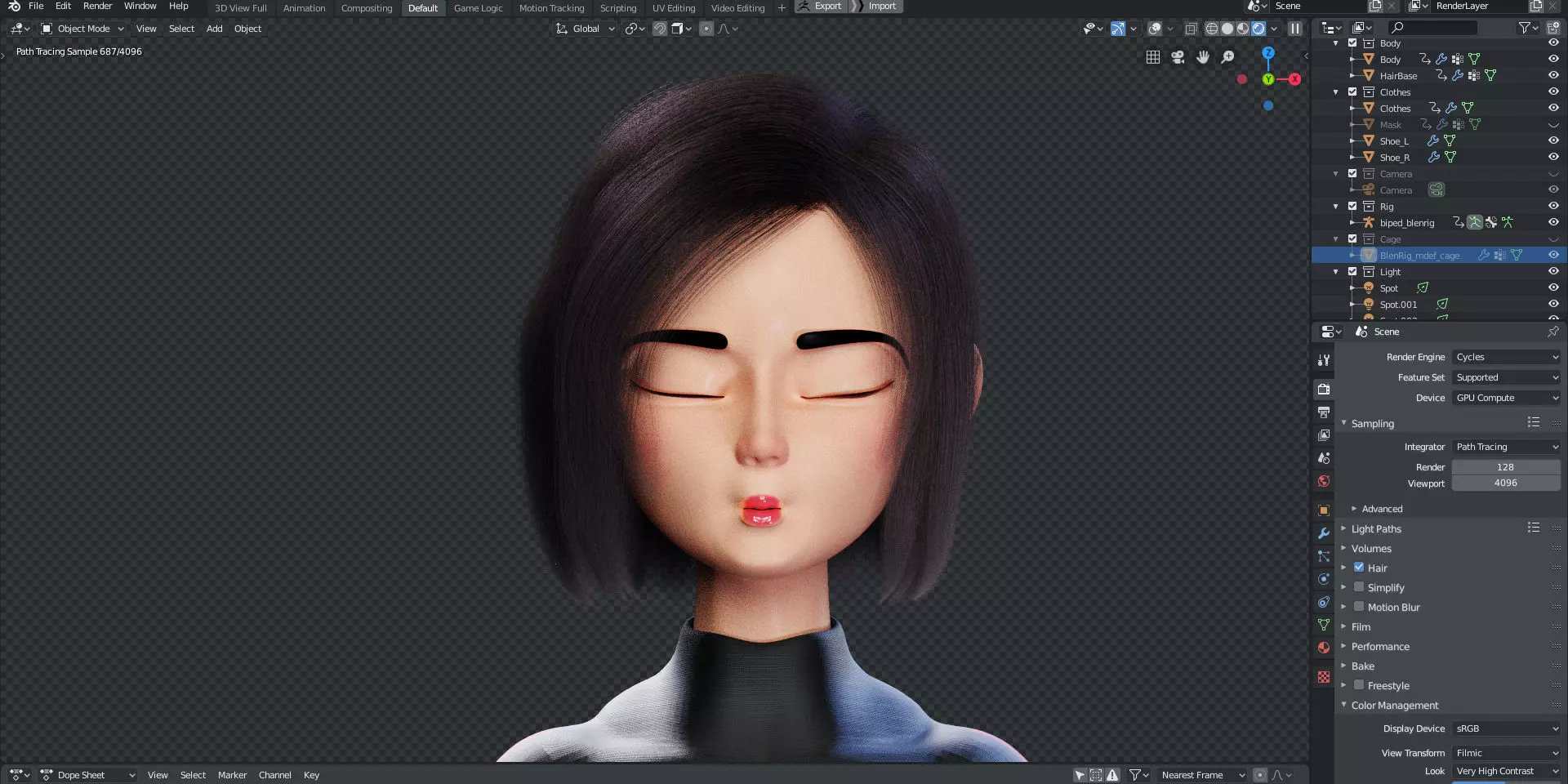 Rigged - Stylized Character Girl - Blender Cycles And Eevee 3D model_0