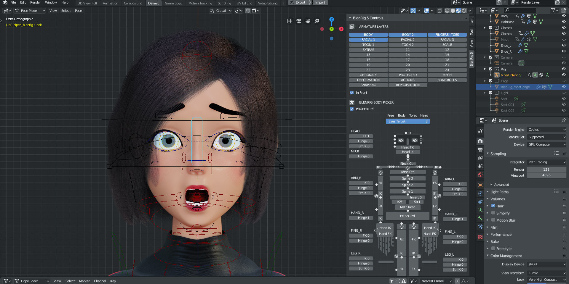 Rigged - Stylized Character Girl - Blender Cycles And Eevee 3D model_14