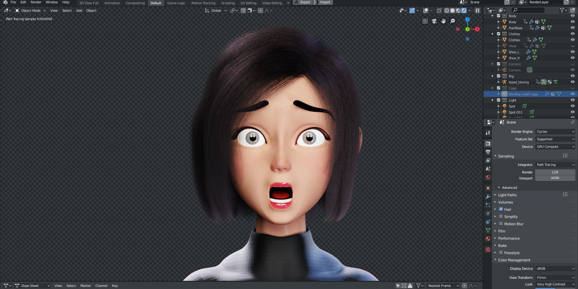 Rigged - Stylized Character Girl - Blender Cycles And Eevee 3D model_2