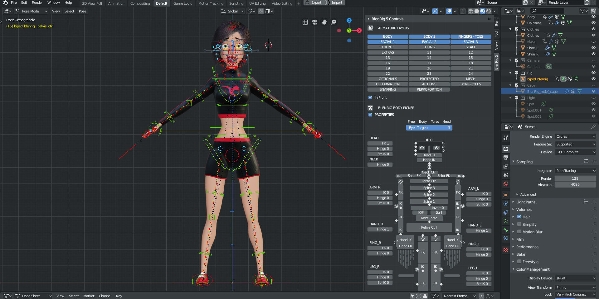 Rigged - Stylized Character Girl - Blender Cycles And Eevee 3D model_16