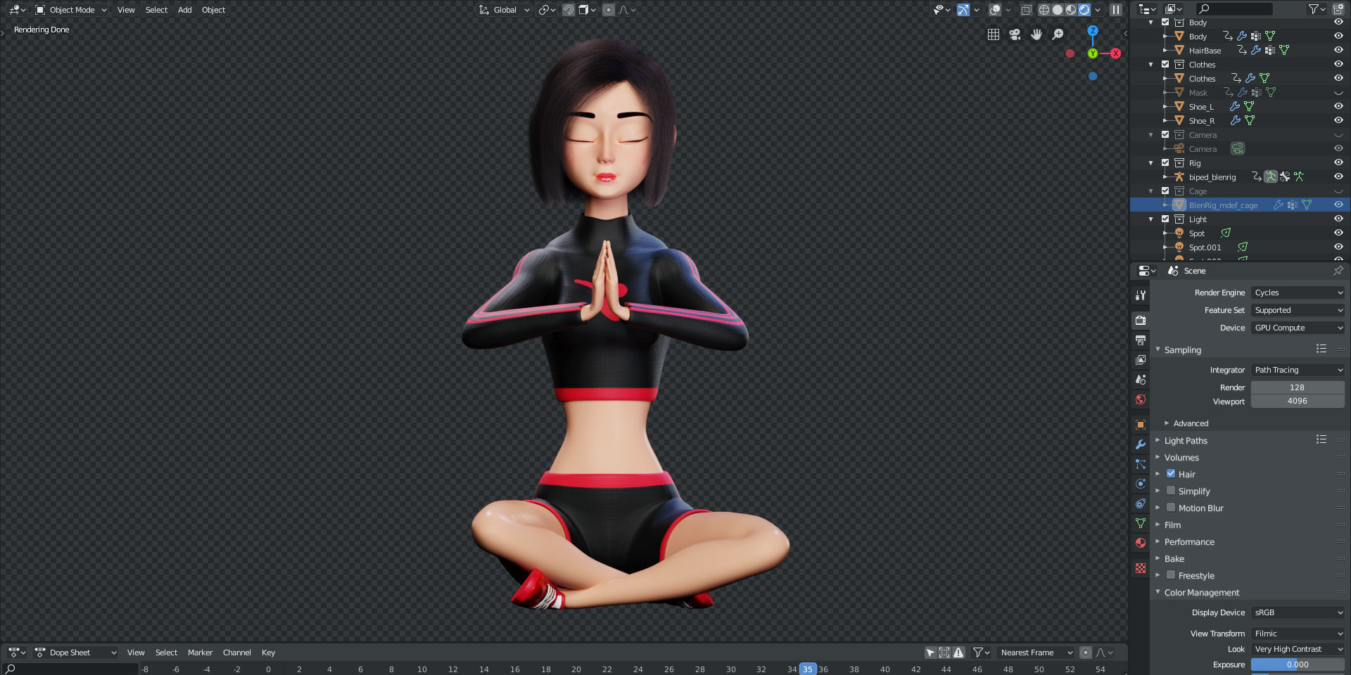 Rigged - Stylized Character Girl - Blender Cycles And Eevee 3D model_7